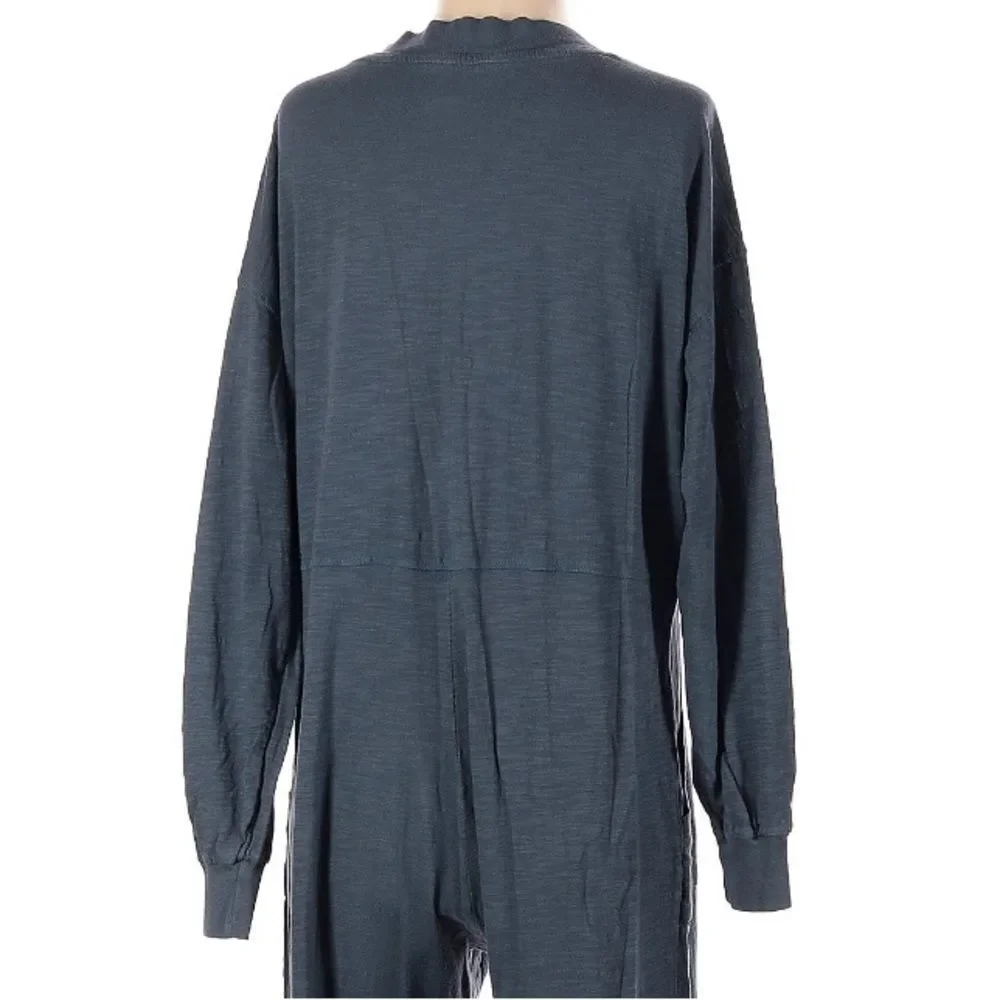 Natural Life Johnny Oversized 100% Cotton Muted Coastal Blue Relaxed Jumpsuit XS